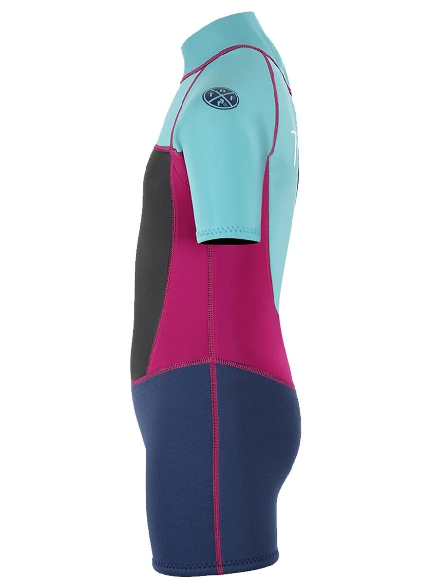 Two Bare Feet Squadron 3/2mm Junior Shorty Wetsuit (Mint/Raspberry/Blue) 3 Two Bare Feet Squadron 3/2mm Junior Shorty Wetsuit (Mint/Raspberry/Blue) - Image 3