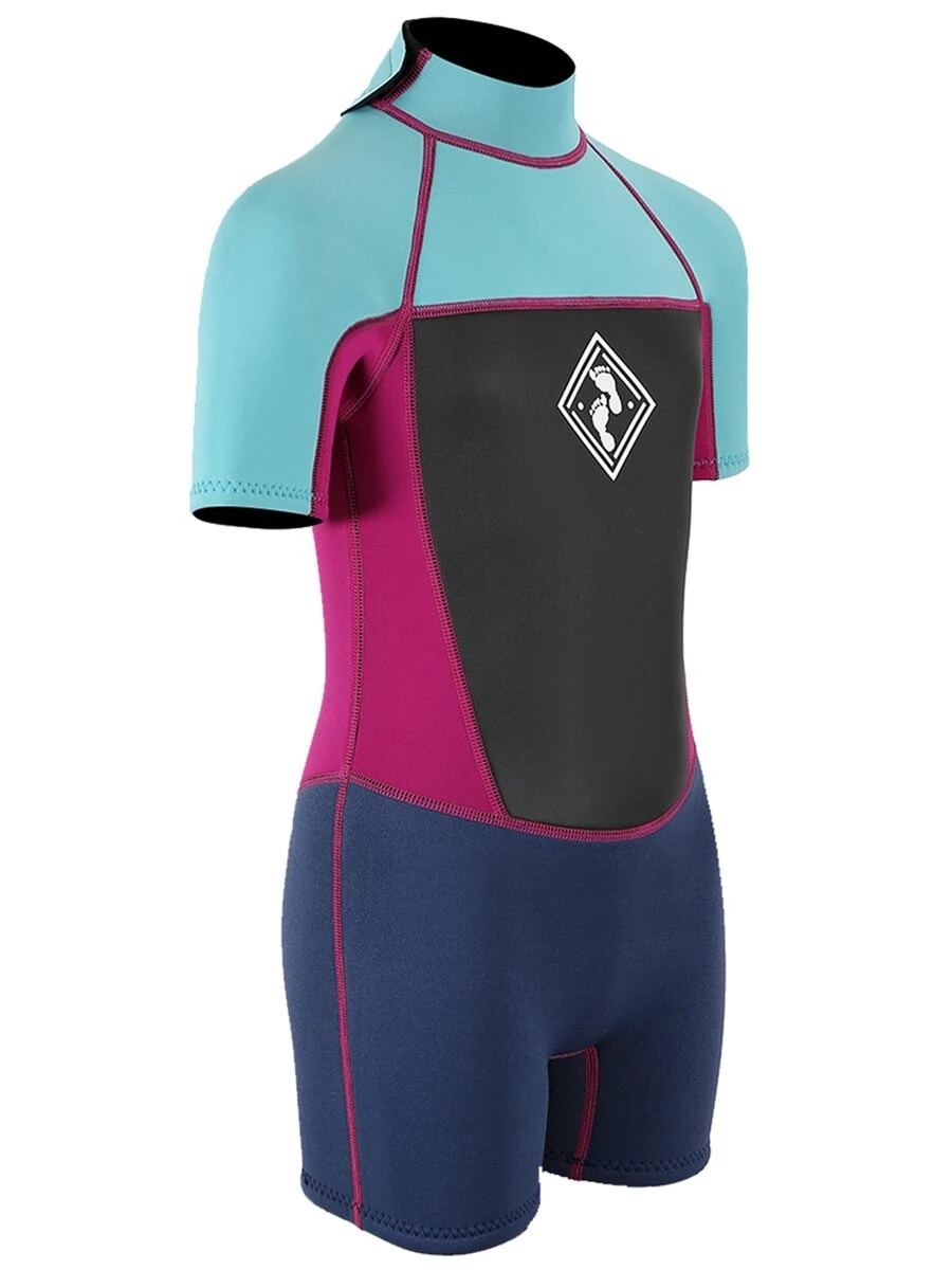 Two Bare Feet Squadron 3/2mm Junior Shorty Wetsuit (Mint/Raspberry/Blue) 8 Two Bare Feet Squadron 3/2mm Junior Shorty Wetsuit (Mint/Raspberry/Blue) - Image 8