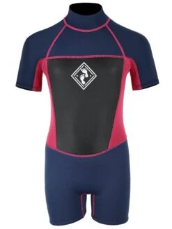 Two Bare Feet Squadron 3/2mm Junior Shorty Wetsuit (Blue/Fuchsia)