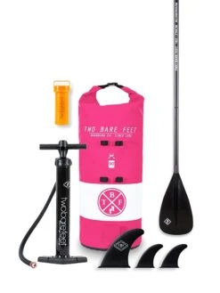 Two Bare Feet Sport Air (Allround) 10'6" X 33" X 4.75" Inflatable SUP Starter Pack (Raspberry) -Ocean Glide Ready starter pink