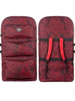 Two Bare Feet Classic Pattern Triple Bodyboard And Bag Bundle (Choice Of 33", 37", 41", 42", 44") -Ocean Glide Ready triple red bag 1
