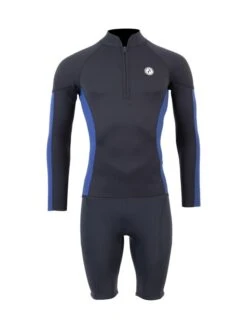 Two Bare Feet Perspective Half Zip 2.5mm Wetsuit Jacket & Shorts Set (Black/Blue)