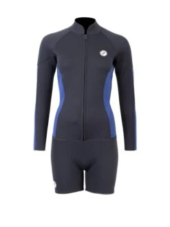 Two Bare Feet Unisex Perspective Full Zip 2.5mm Wetsuit Jacket & Hotpants Set (Black/Blue)