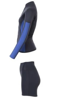 Two Bare Feet Unisex Perspective Full Zip 2.5mm Wetsuit Jacket & Hotpants Set (Black/Blue) -Ocean Glide Ready u3890t b