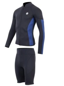 Two Bare Feet Perspective Full Zip 2.5mm Wetsuit Jacket & Shorts Set (Black/Blue) -Ocean Glide Ready u5hd9z i