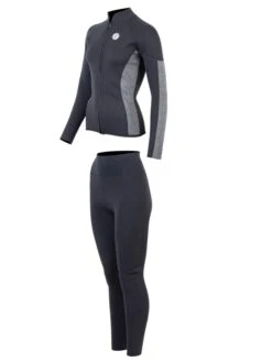 Two Bare Feet Unisex Perspective Full Zip 2.5mm Wetsuit Jacket & Pants Set (Black/Grey) -Ocean Glide Ready ub55jh y
