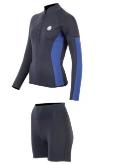 Two Bare Feet Unisex Perspective Half Zip 2.5mm Wetsuit Jacket & Hotpants Set (Black/Blue) -Ocean Glide Ready ufm7ec 0