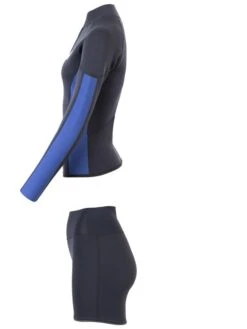 Two Bare Feet Unisex Perspective Half Zip 2.5mm Wetsuit Jacket & Hotpants Set (Black/Blue) -Ocean Glide Ready ufm7ec 7