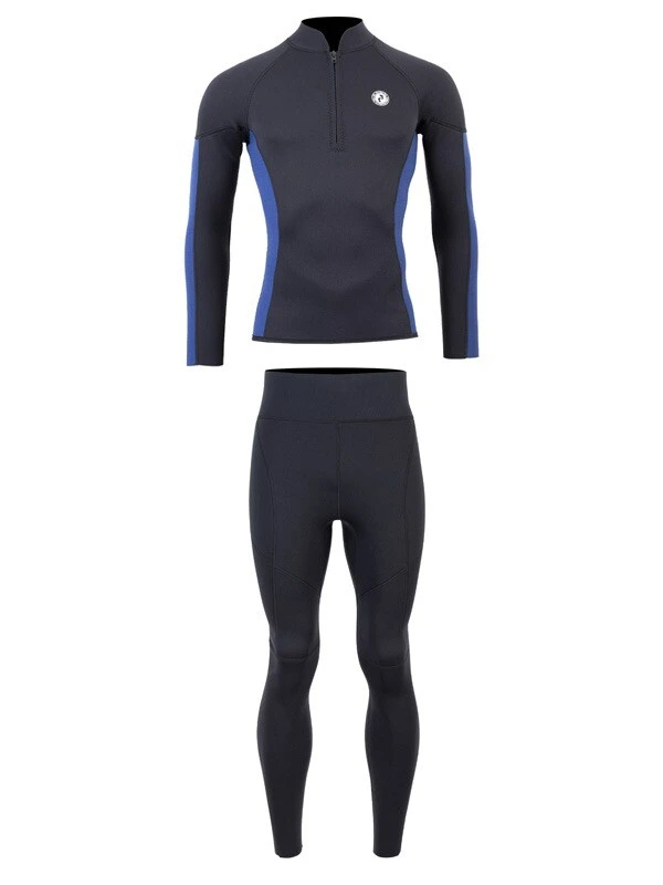 Two Bare Feet Perspective Half Zip 2.5mm Wetsuit Jacket & Pants Set (Black/Blue) 2 Two Bare Feet Perspective Half Zip 2.5mm Wetsuit Jacket & Pants Set (Black/Blue) - Image 2