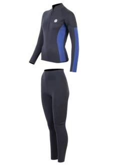 Two Bare Feet Unisex Perspective Half Zip 2.5mm Wetsuit Jacket & Pants Set (Black/Blue) -Ocean Glide Ready uhlqcb b 1