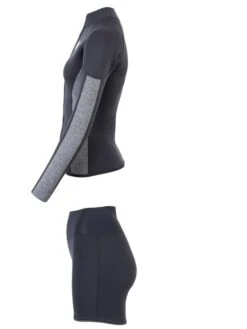 Two Bare Feet Unisex Perspective Full Zip 2.5mm Wetsuit Jacket & Hotpants Set (Black/Grey) -Ocean Glide Ready ujyl7a i