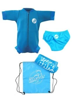 Premier Baby Swim Kit - Newborn Wetsuit + Swim Nappy + Towel + Bag (Aqua)