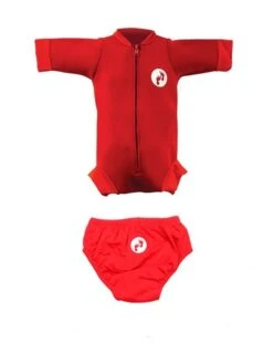 Essentials Baby Swim Kit - Newborn Wetsuit + Swim Nappy (Red)