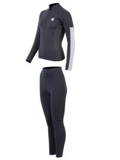 Two Bare Feet Unisex Perspective Half Zip 2.5mm Wetsuit Jacket & Pants Set (Black/Grey/Grey) -Ocean Glide Ready um2h6h p