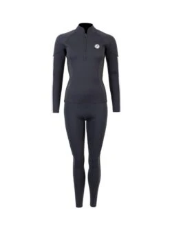 Two Bare Feet Unisex Perspective Half Zip 2.5mm Wetsuit Jacket & Pants Set (Black/Grey/Grey)