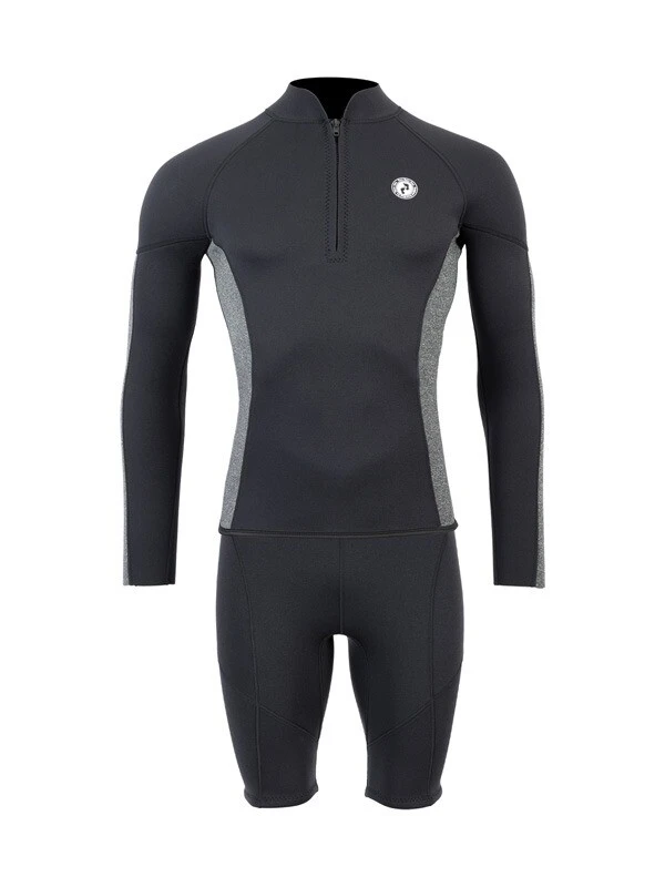 Two Bare Feet Perspective Half Zip 2.5mm Wetsuit Jacket & Shorts Set (Black/Grey)