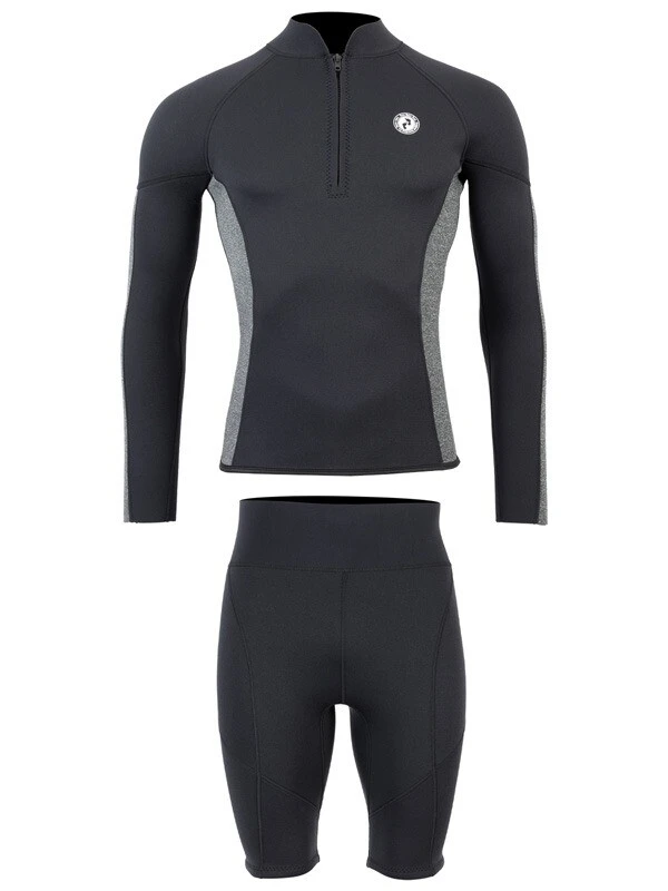 Two Bare Feet Perspective Half Zip 2.5mm Wetsuit Jacket & Shorts Set (Black/Grey) - Image 2