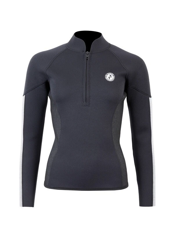 Two Bare Feet Unisex Perspective Half Zip 2.5mm Wetsuit Jacket (Black/Grey/Grey) 1 Two Bare Feet Unisex Perspective Half Zip 2.5mm Wetsuit Jacket (Black/Grey/Grey)