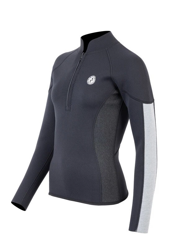 Two Bare Feet Unisex Perspective Half Zip 2.5mm Wetsuit Jacket (Black/Grey/Grey) 2 Two Bare Feet Unisex Perspective Half Zip 2.5mm Wetsuit Jacket (Black/Grey/Grey) - Image 2