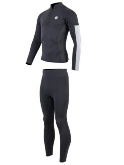 Two Bare Feet Perspective Half Zip 2.5mm Wetsuit Jacket & Pants Set (Black/Grey/Grey) -Ocean Glide Ready unisex perspective halfzip jacket black grey grey vista pants 3