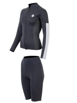 Two Bare Feet Unisex Perspective Full Zip 2.5mm Wetsuit Jacket & Shorts Set (Black/Grey/Grey) 10 Two Bare Feet Unisex Perspective Full Zip 2.5mm Wetsuit Jacket & Shorts Set (Black/Grey/Grey) -Ocean Glide Ready utin8f s 1