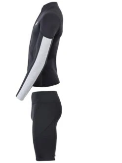 Two Bare Feet Perspective Full Zip 2.5mm Wetsuit Jacket & Shorts Set (Black/Grey/Grey) -Ocean Glide Ready utin8f z