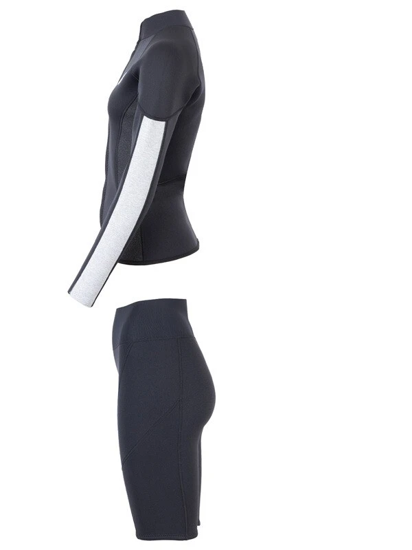 Two Bare Feet Unisex Perspective Full Zip 2.5mm Wetsuit Jacket & Shorts Set (Black/Grey/Grey) 4 Two Bare Feet Unisex Perspective Full Zip 2.5mm Wetsuit Jacket & Shorts Set (Black/Grey/Grey) - Image 4