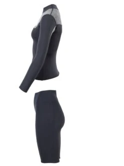 Two Bare Feet Womens Aspect Fleece Lined Zipless Thermal 2.5mm Superstretch Wetsuit Top & Shorts Set (Black/Grey) -Ocean Glide Ready w1a8mz n