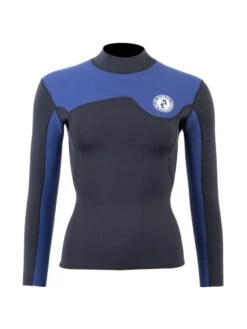 Two Bare Feet Womens Aspect Fleece Lined Zipless Thermal 2.5mm Superstretch Wetsuit Top & Pants Set (Black/Blue) -Ocean Glide Ready w3s3fr s