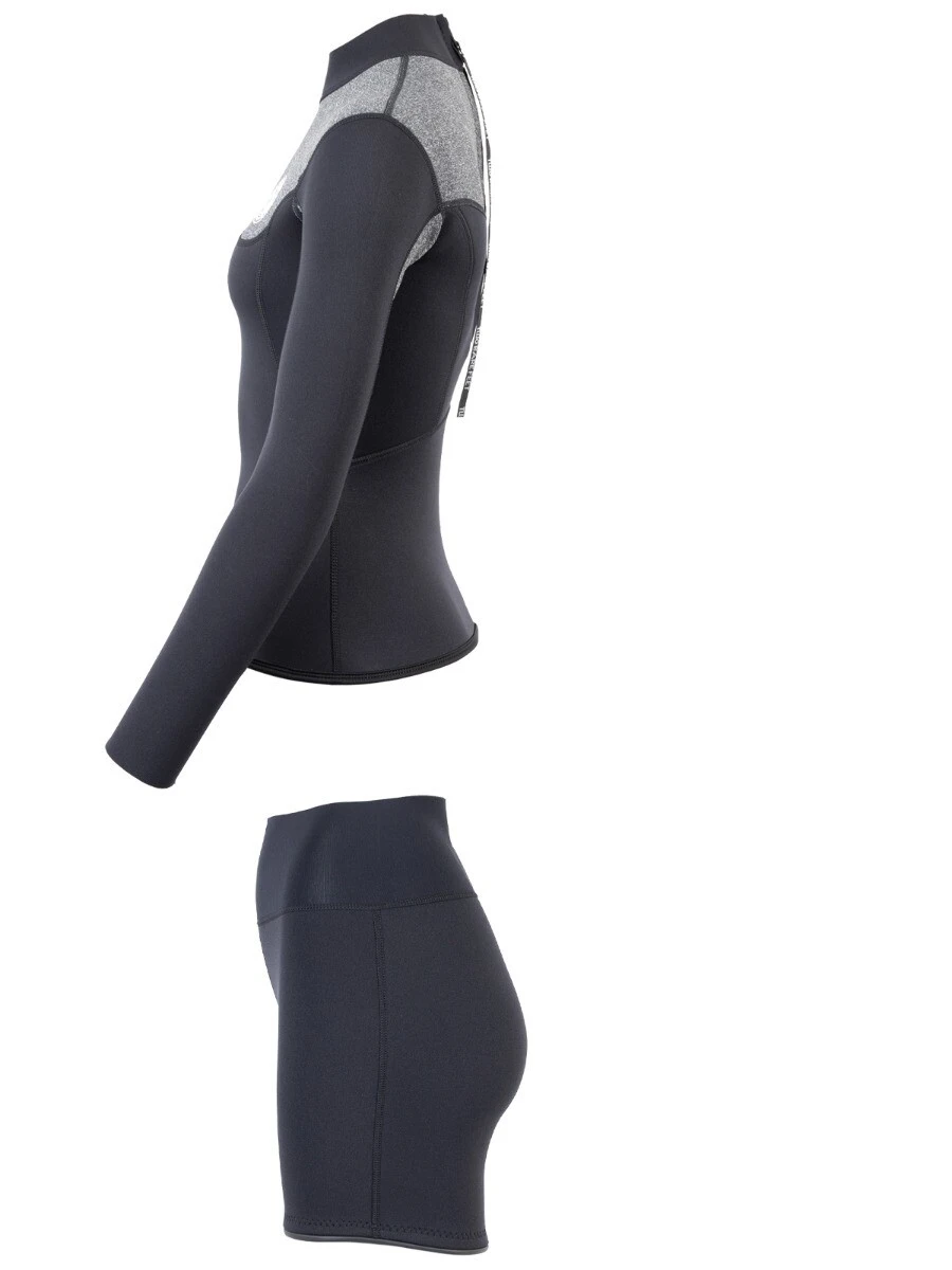 Two Bare Feet Womens Aspect Back Zip 2.5mm Wetsuit Jacket & Hotpants Set (Black/Grey) 4 Two Bare Feet Womens Aspect Back Zip 2.5mm Wetsuit Jacket & Hotpants Set (Black/Grey) - Image 4