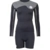 Two Bare Feet Womens Aspect Back Zip 2.5mm Wetsuit Jacket & Hotpants Set (Black/Grey)