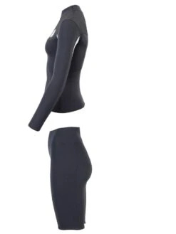 Two Bare Feet Womens Aspect Fleece Lined Zipless Thermal 2.5mm Superstretch Wetsuit Top & Shorts Set (Black/Grey/Grey) -Ocean Glide Ready w6f57b i