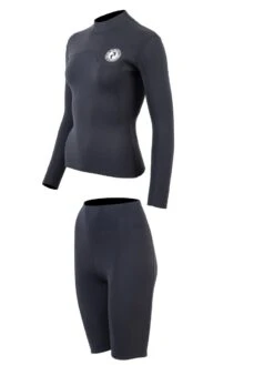 Two Bare Feet Womens Aspect Fleece Lined Zipless Thermal 2.5mm Superstretch Wetsuit Top & Shorts Set (Black) -Ocean Glide Ready w8d7v6 x