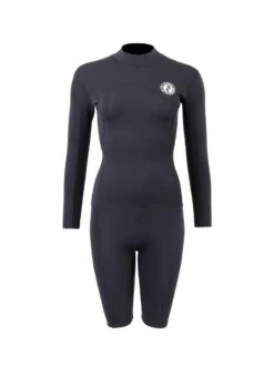 Two Bare Feet Womens Aspect Fleece Lined Zipless Thermal 2.5mm Superstretch Wetsuit Top & Shorts Set (Black)
