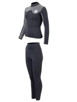 Two Bare Feet Womens Aspect Fleece Lined Zipless Thermal 2.5mm Superstretch Wetsuit Top & Pants Set (Black/Grey) 10 Two Bare Feet Womens Aspect Fleece Lined Zipless Thermal 2.5mm Superstretch Wetsuit Top & Pants Set (Black/Grey) -Ocean Glide Ready w8rqs7 t