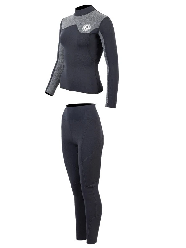 Two Bare Feet Womens Aspect Fleece Lined Zipless Thermal 2.5mm Superstretch Wetsuit Top & Pants Set (Black/Grey) 3 Two Bare Feet Womens Aspect Fleece Lined Zipless Thermal 2.5mm Superstretch Wetsuit Top & Pants Set (Black/Grey) - Image 3