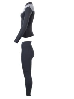 Two Bare Feet Womens Aspect Fleece Lined Zipless Thermal 2.5mm Superstretch Wetsuit Top & Pants Set (Black/Grey Stripes) -Ocean Glide Ready wd4cal 4
