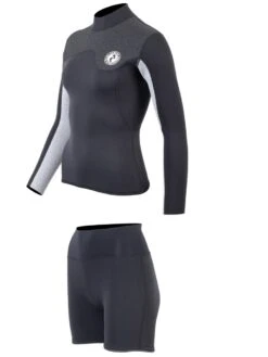 Two Bare Feet Womens Aspect Back Zip 2.5mm Wetsuit Jacket & Hotpants Set (Black/Grey/Grey) 10 Two Bare Feet Womens Aspect Back Zip 2.5mm Wetsuit Jacket & Hotpants Set (Black/Grey/Grey) -Ocean Glide Ready wfcv24 9