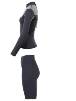 Two Bare Feet Womens Aspect Back Zip 2.5mm Wetsuit Jacket & Shorts Set (Black/Grey) -Ocean Glide Ready wfqn6i r
