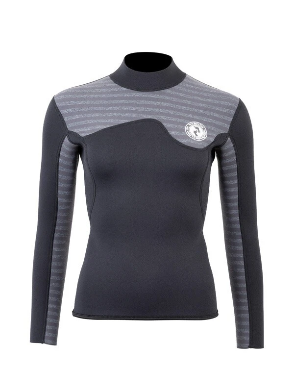 Two Bare Feet Womens Aspect Back Zip 2.5mm Wetsuit Jacket (Black/Grey Stripes) 1 Two Bare Feet Womens Aspect Back Zip 2.5mm Wetsuit Jacket (Black/Grey Stripes)