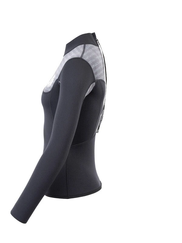 Two Bare Feet Womens Aspect Back Zip 2.5mm Wetsuit Jacket (Black/Grey Stripes) 3 Two Bare Feet Womens Aspect Back Zip 2.5mm Wetsuit Jacket (Black/Grey Stripes) - Image 3