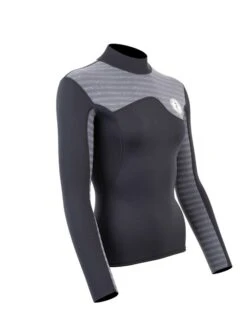 Two Bare Feet Womens Aspect Back Zip 2.5mm Wetsuit Jacket (Black/Grey Stripes) 15 Two Bare Feet Womens Aspect Back Zip 2.5mm Wetsuit Jacket (Black/Grey Stripes) -Ocean Glide Ready womens aspect back zip jacket black grey 8