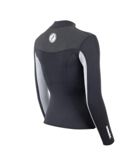 Two Bare Feet Womens Aspect Fleece Lined Zipless Thermal 2.5mm Superstretch Wetsuit Top (Black/Grey/Grey) -Ocean Glide Ready womens aspect fleece lined thermal top black grey grey 6