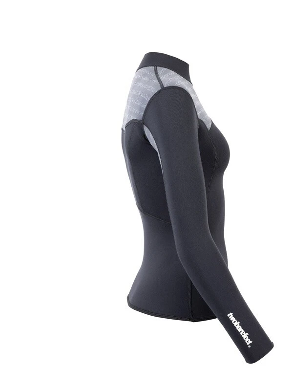 Two Bare Feet Womens Aspect Fleece Lined Zipless Thermal 2.5mm Superstretch Wetsuit Top (Black/Grey Stripe) 7 Two Bare Feet Womens Aspect Fleece Lined Zipless Thermal 2.5mm Superstretch Wetsuit Top (Black/Grey Stripe) - Image 7