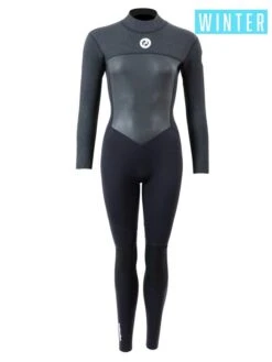 Two Bare Feet Thunderclap Pro 4/3mm Womens Winter Wetsuit (Black/Dark Grey)