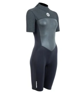 Two Bare Feet Thunderclap Pro 3/2mm Womens Shorty Wetsuit (Black/Dark Grey) -Ocean Glide Ready womens thunderclap pro shorty dark 8