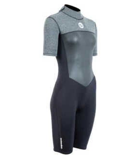 Two Bare Feet Thunderclap Pro 3/2mm Womens Shorty Wetsuit (Black/Delta Grey) -Ocean Glide Ready womens thunderclap pro shorty delta 8