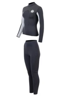 Two Bare Feet Womens Aspect Fleece Lined Zipless Thermal 2.5mm Superstretch Wetsuit Top & Pants Set (Black/Grey/Grey) -Ocean Glide Ready wurbqt u