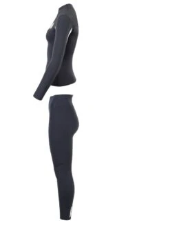 Two Bare Feet Womens Aspect Fleece Lined Zipless Thermal 2.5mm Superstretch Wetsuit Top & Pants Set (Black/Grey/Grey) -Ocean Glide Ready wurbqt x