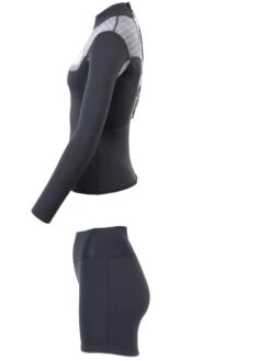 Two Bare Feet Womens Aspect Back Zip 2.5mm Wetsuit Jacket & Hotpants Set (Black/Grey Stripes) 11 Two Bare Feet Womens Aspect Back Zip 2.5mm Wetsuit Jacket & Hotpants Set (Black/Grey Stripes) -Ocean Glide Ready wv52my w